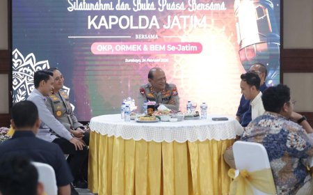 Kapolda Jatim Silaturahmi dan Buka Puasa Bersama OKP, ORMEK dan BEM Se-Jawa Timur   
