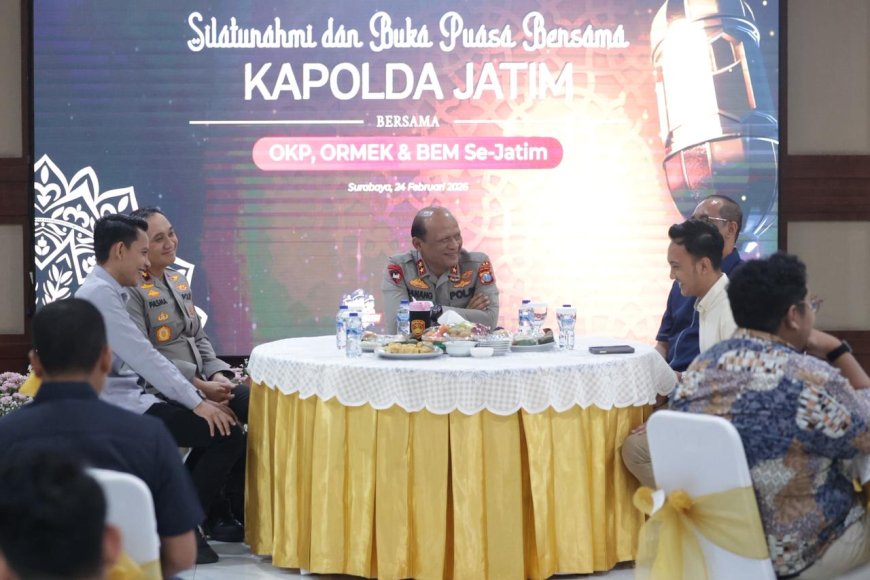 Kapolda Jatim Silaturahmi dan Buka Puasa Bersama OKP, ORMEK dan BEM Se-Jawa Timur   
